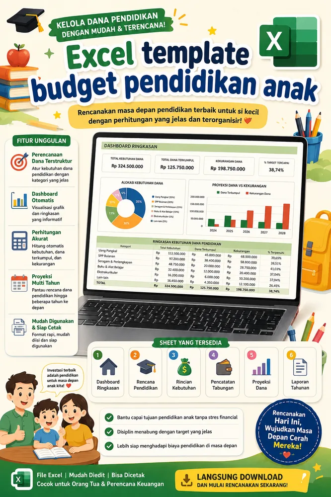 Bonus Excel Planner Biaya Pendidikan Anak