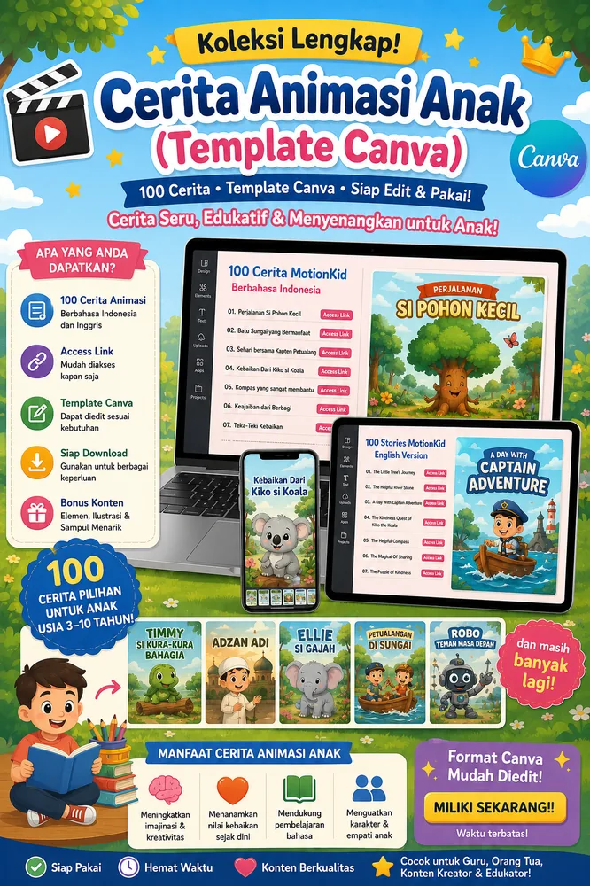 Bonus Koleksi Cerita Animasi Anak Template Canva